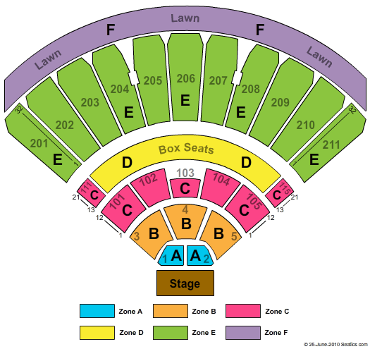 White River Amphitheatre End Stage Zone Seating Chart